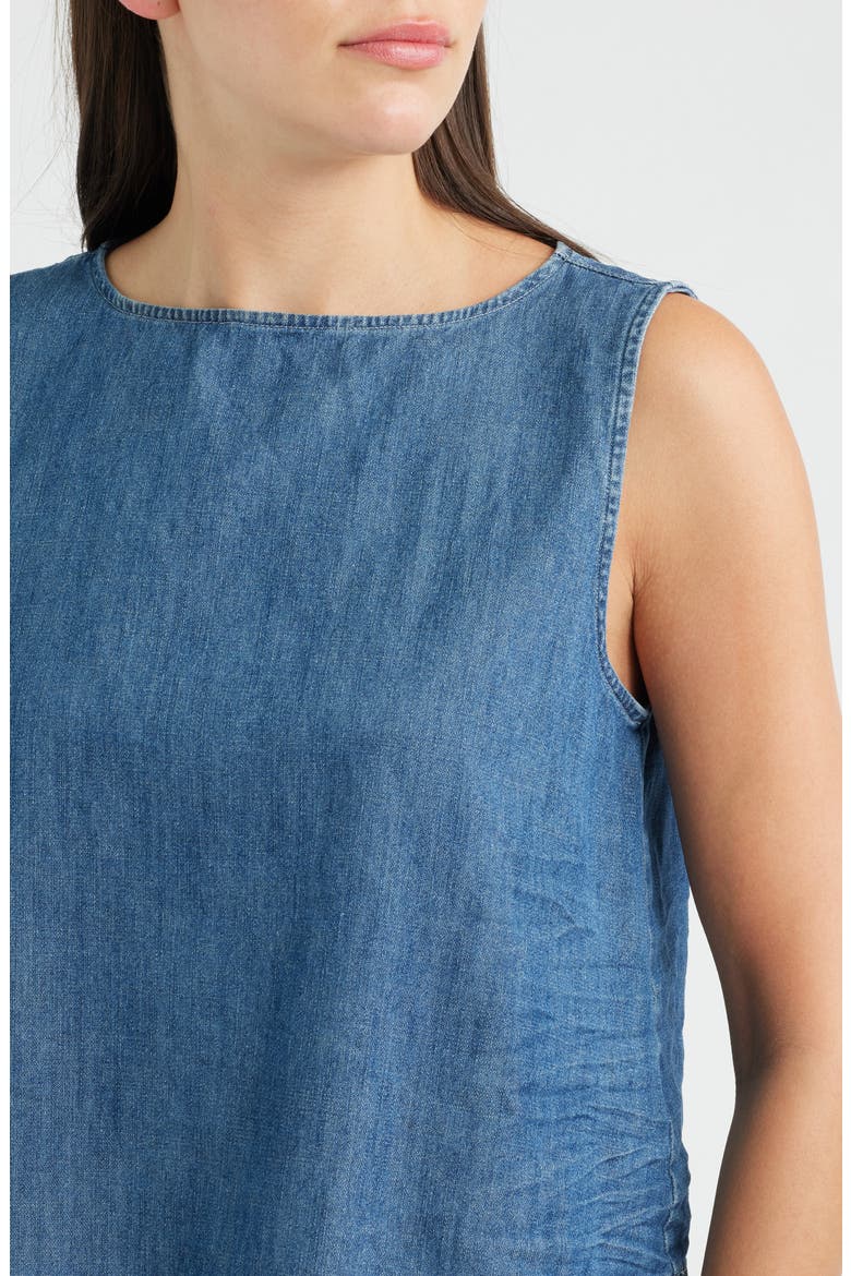Denim Sleeveless Shell, Alternate, color, DISTRESSED INDIGO WASHED DENIM
