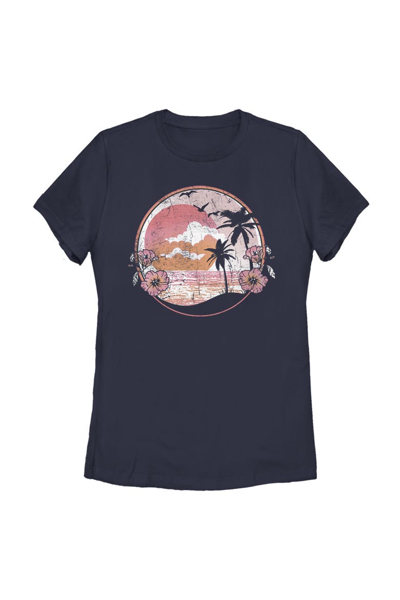 Women's Lost Gods Vintage Tropical Vibes  Graphic T-Shirt, Main, color, Navy Blue