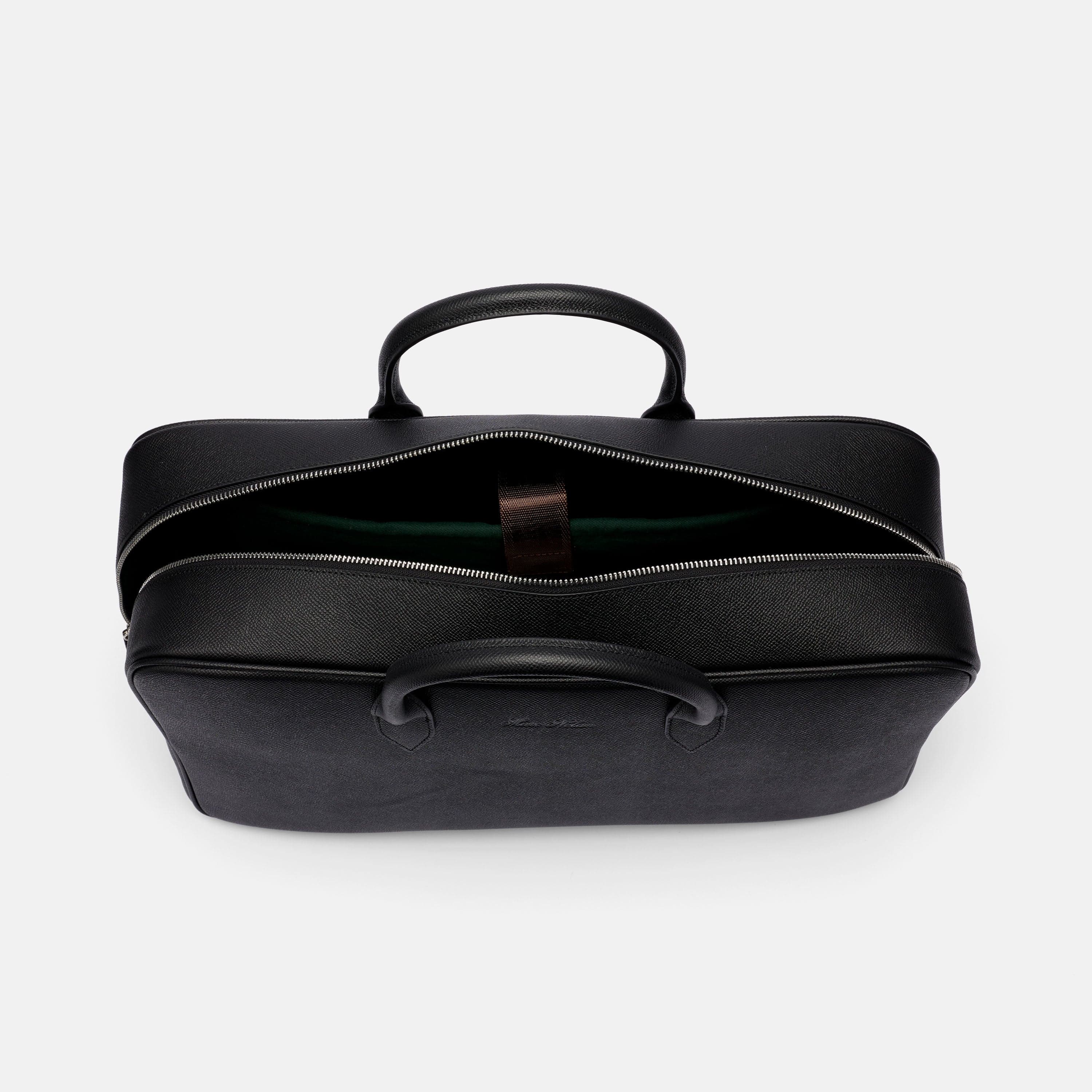 Pebble Calf Leather Briefcase Duffle, Alternate, color, Black