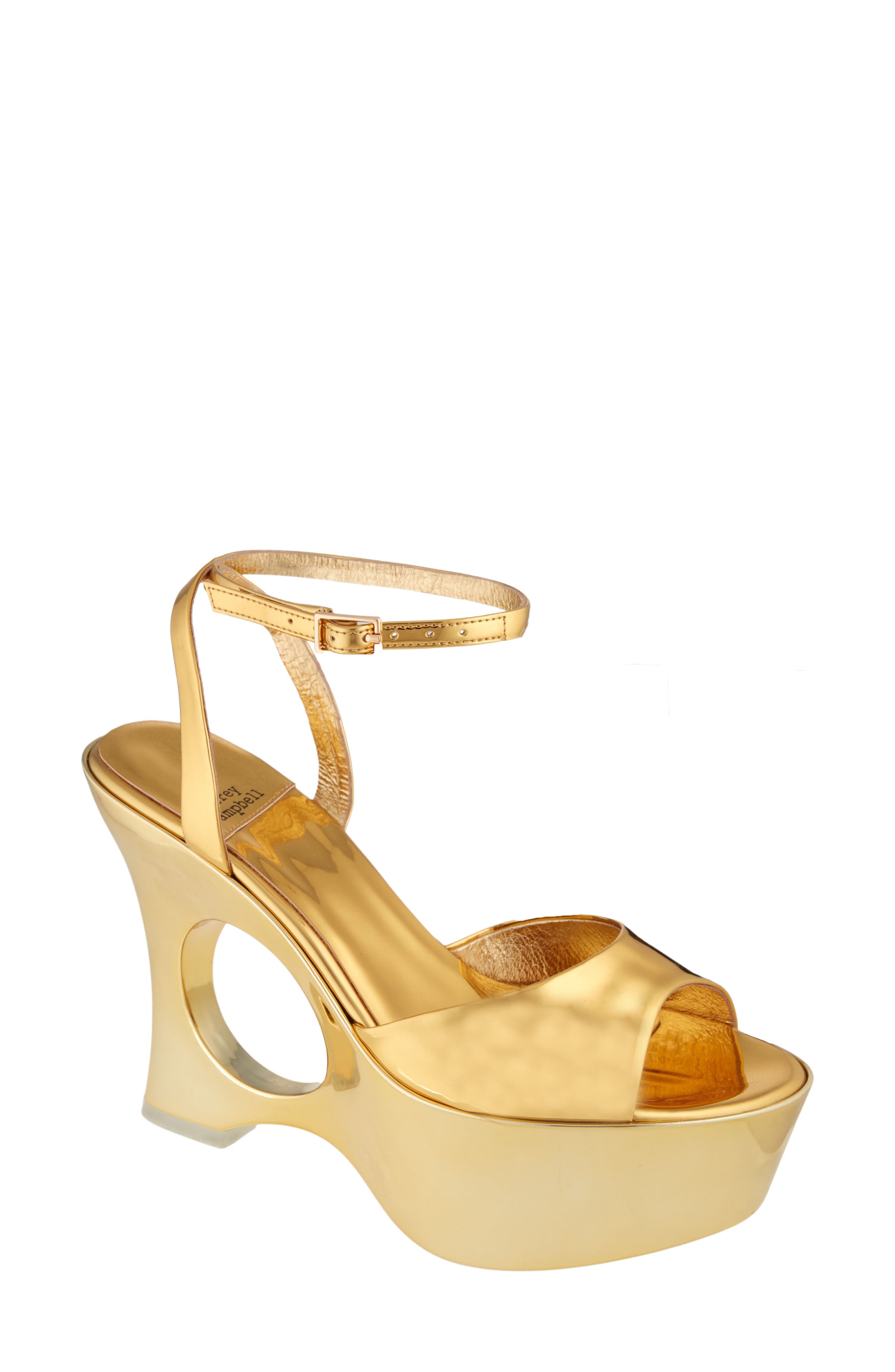 Dream On Platform Wedge Sandal, Main, color, GOLD PATENT