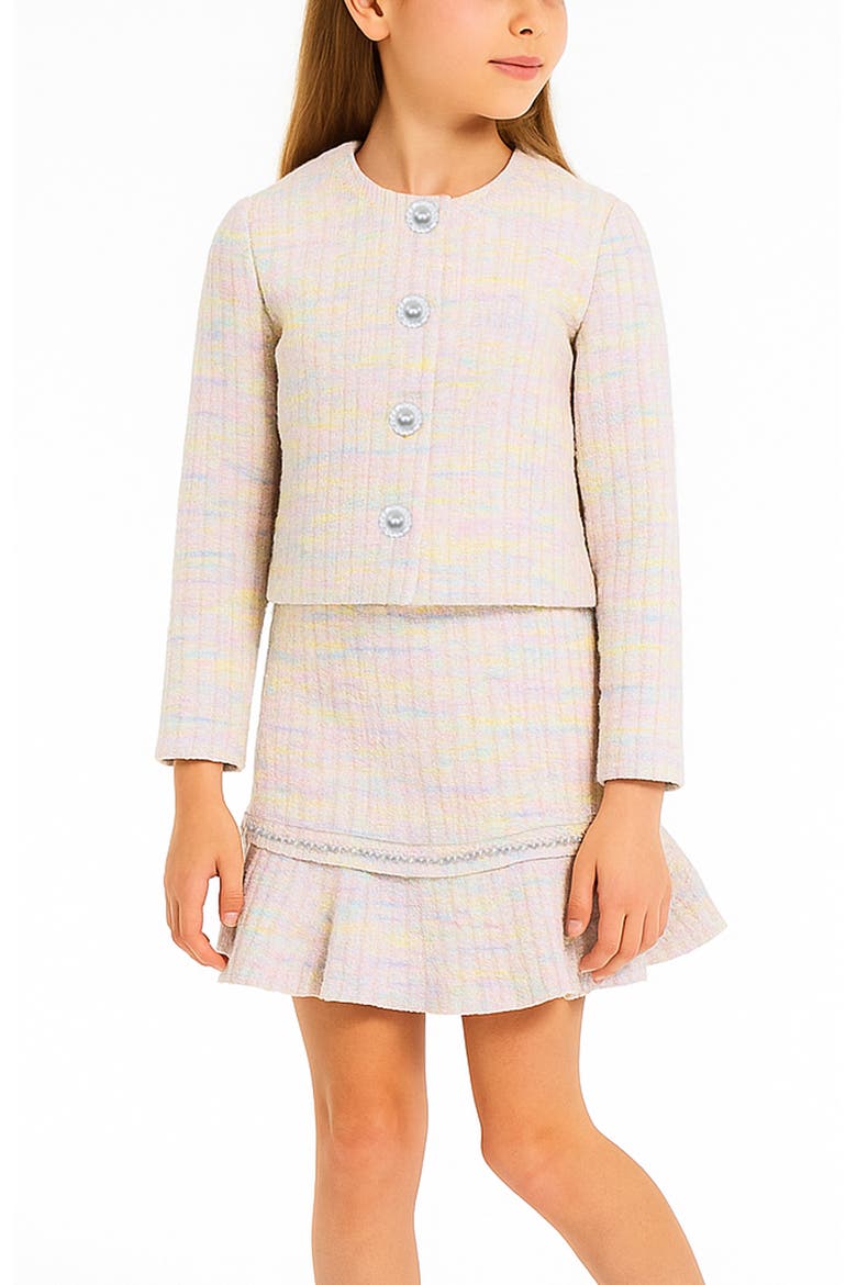 Kid's Bouclé Jacket & Skirt Set, Alternate, color, PINK/ LILAC