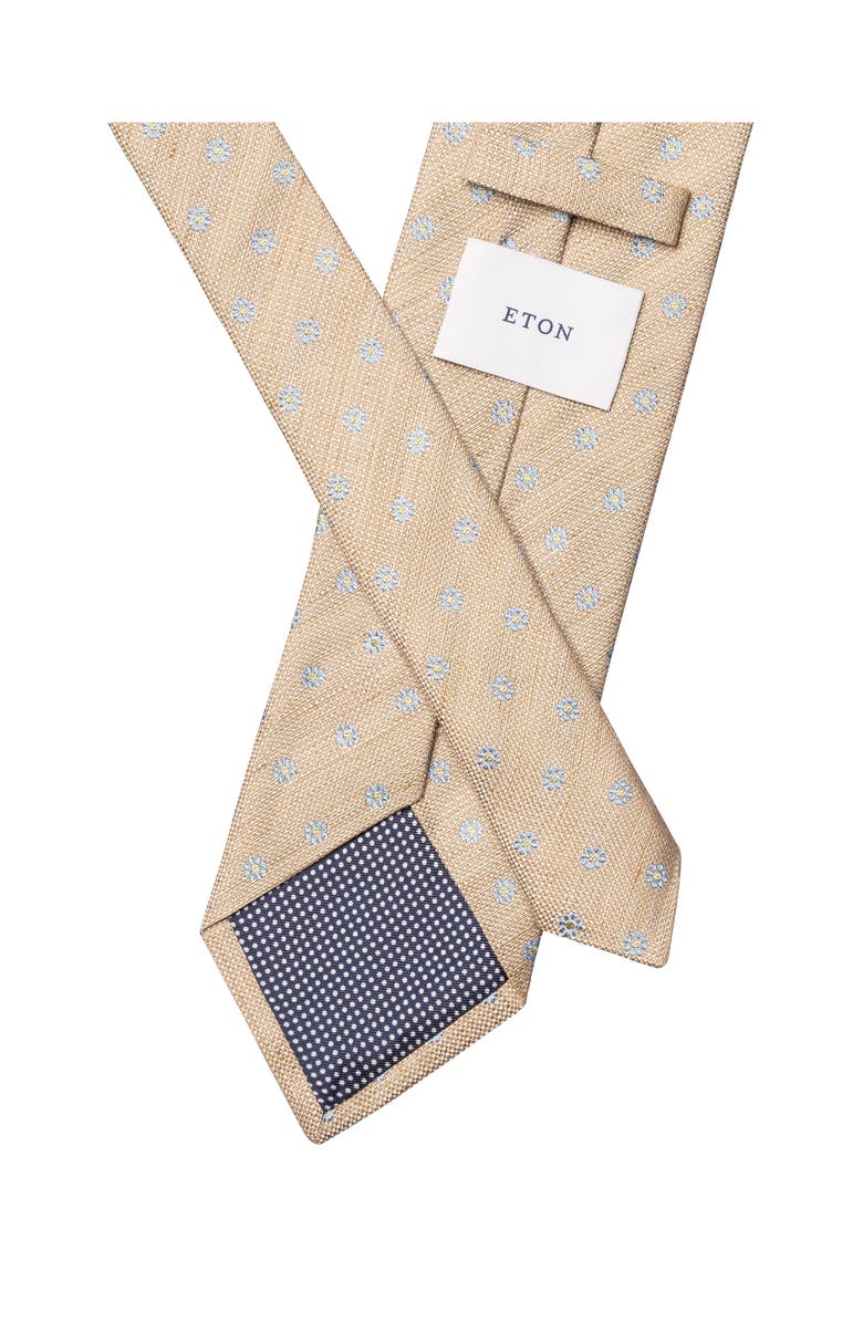 Eton Beige Floral Linen & Silk Tie, Alternate, color, Light Beige