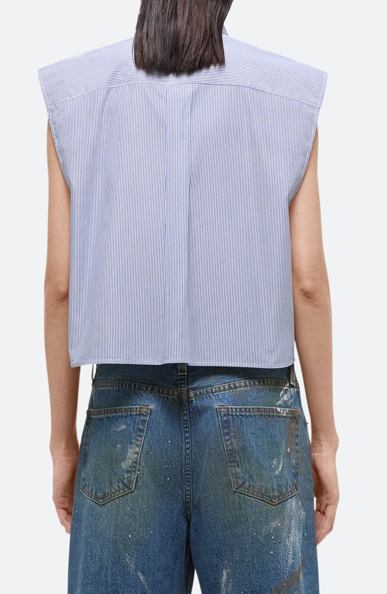 Helmut Lang Stripe Sleeveless Tuxedo Shirt, Alternate, color, 