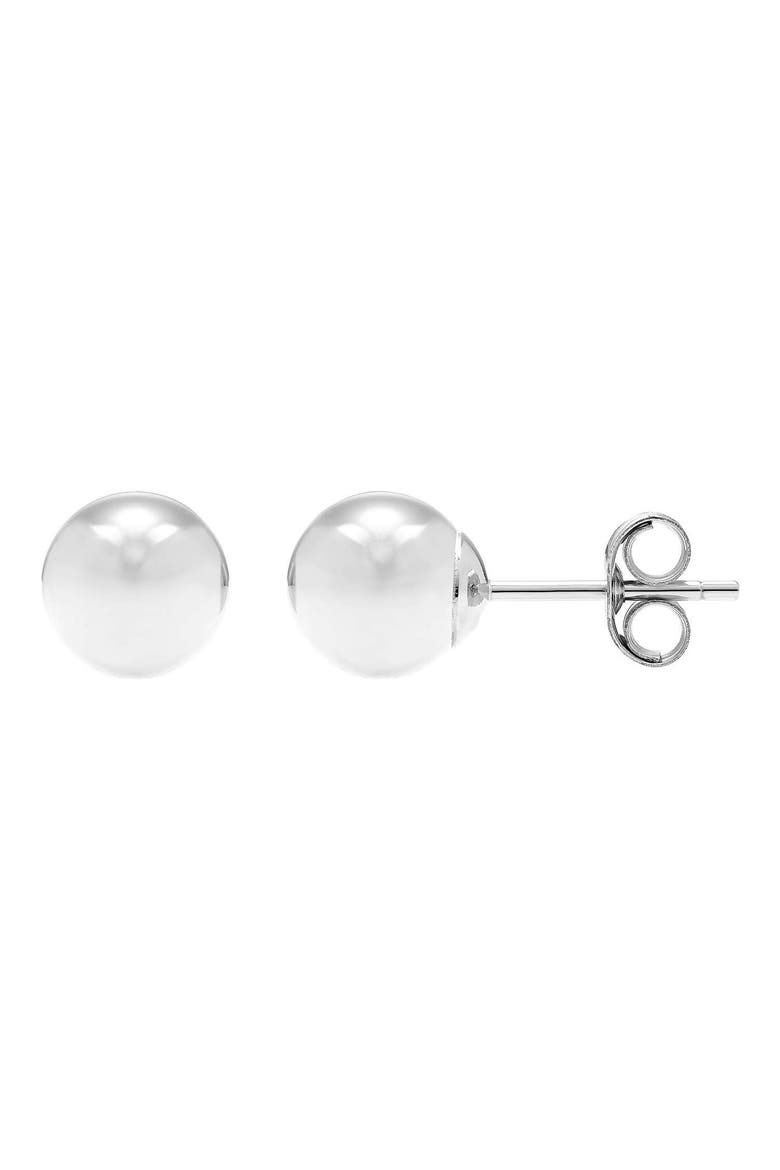 14K White Gold Ball Stud Earrings, Main, color, WHITE