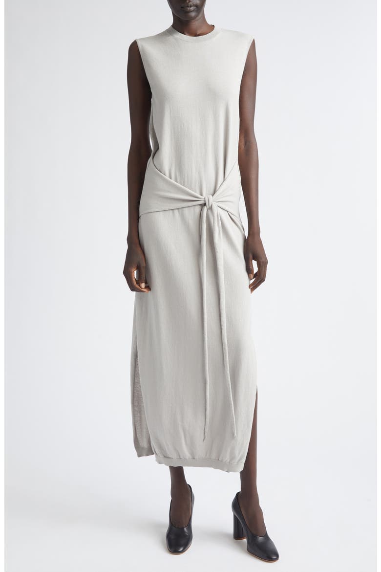 Knotted Cotton Crepe Sweater Dress, Alternate, color, MIST