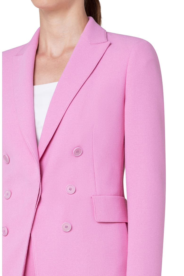 One-Button Double Breasted Pebble Crepe Blazer, Alternate, color, PINK