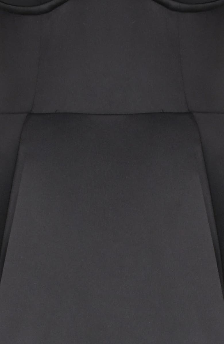 HOUSE OF CB Mademoiselle Bustier Stretch Satin Midi Dress, Alternate, color, Black