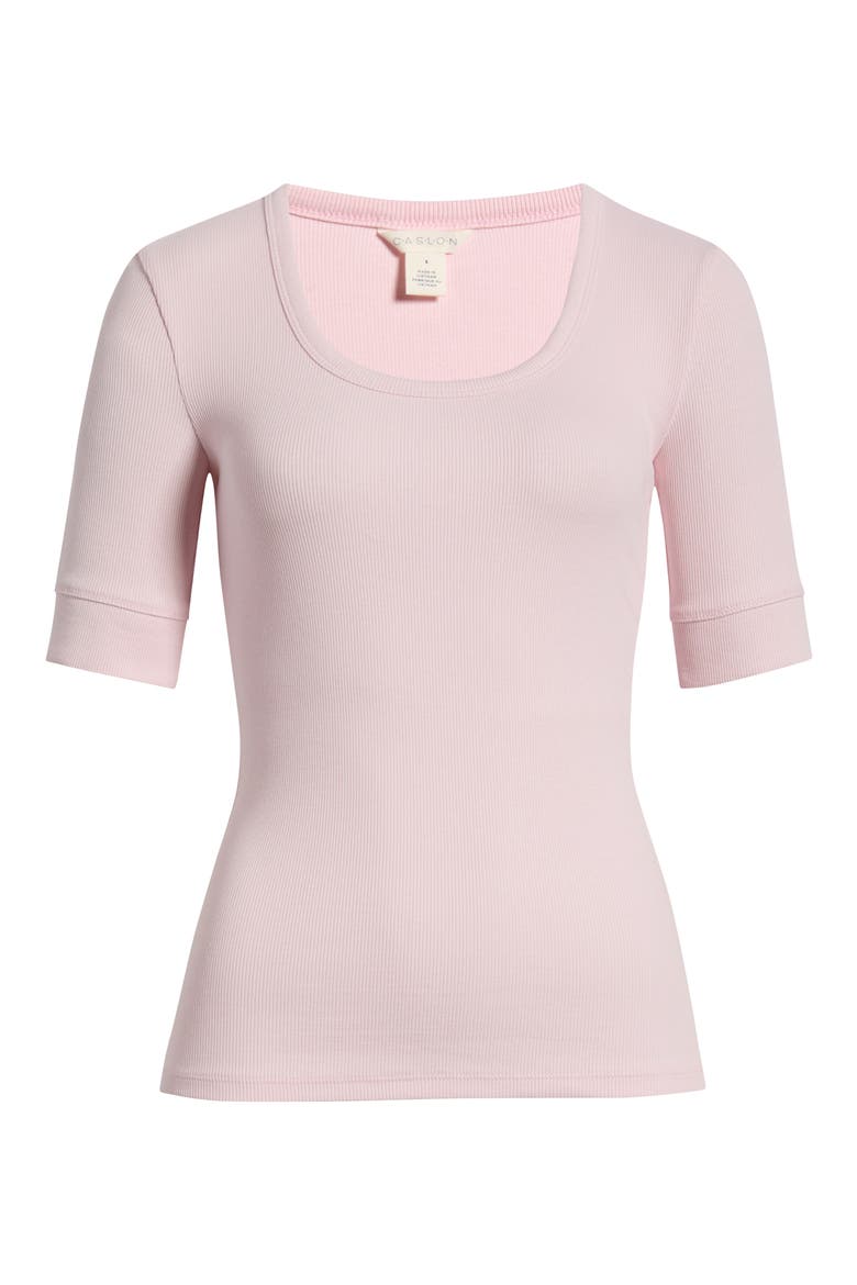 Scoop Neck Ribbed T-Shirt, Alternate, color, PINK CAKE