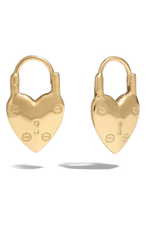 Padlock Heart Huggie Earrings
