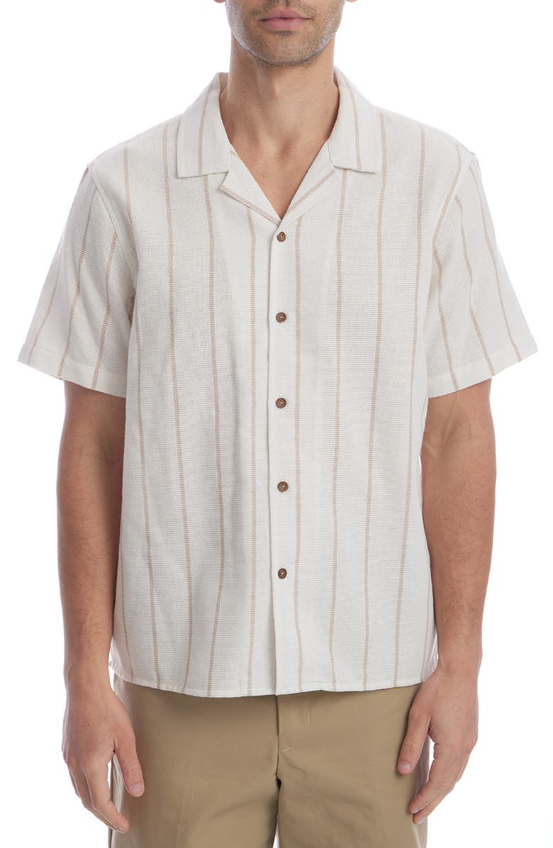 PX Vertical Stripe Camp Shirt, Main, color, Ecru
