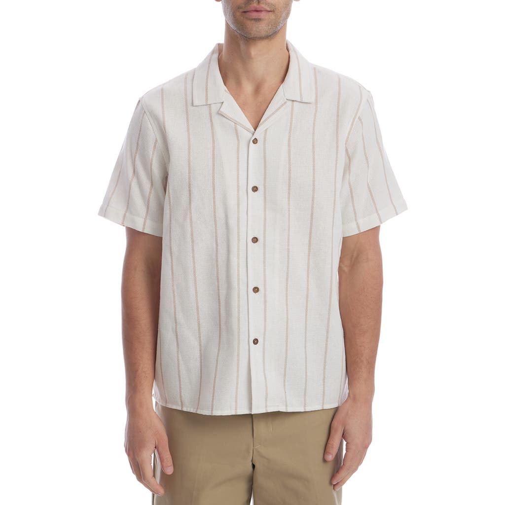 Px Vertical Stripe Camp Shirt In Sand