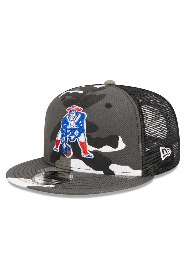 Men's New Era Urban Camo New England Patriots 9FIFTY Trucker Snapback Hat, Main, color, Camo