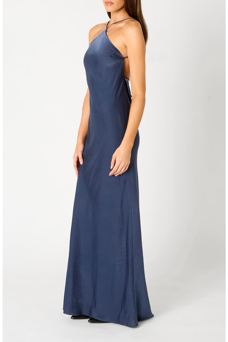 Kelton Cowl Back Satin Gown, Alternate, color, GREY BLUE