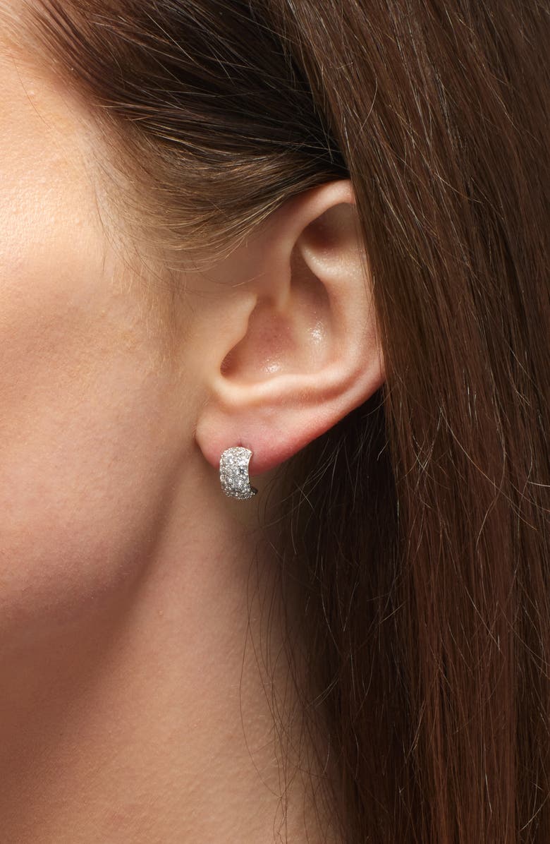 Nadri The Perfect Gift Crushed Pave Stud Earrings, Alternate, color, Rhodium