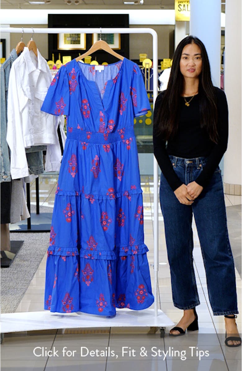 Shayna Floral Palmer Tiered Cotton Poplin Maxi Dress, sales video thumbnail