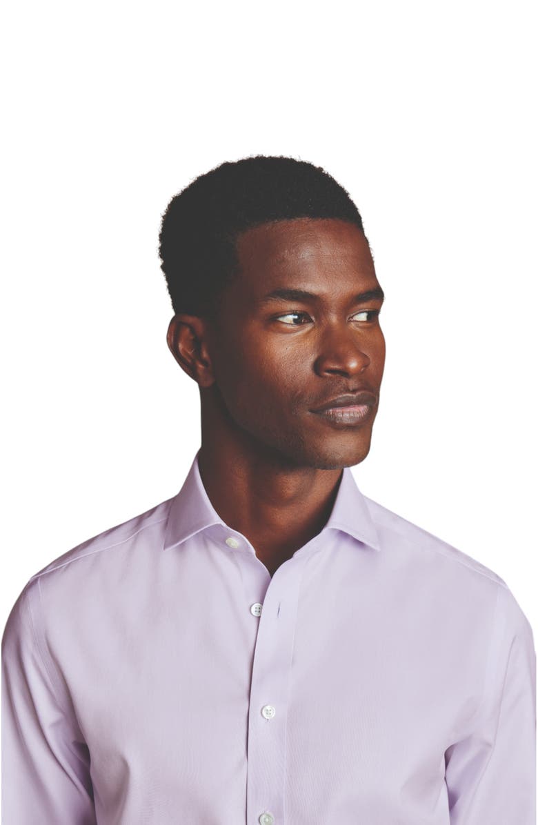 Charles Tyrwhitt Cutaway Collar Non-Iron Twill Shirt, Alternate, color, Lilac Purple