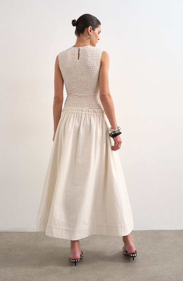 Topshop Drop Waist Cotton Maxi Dress, Alternate, color, White