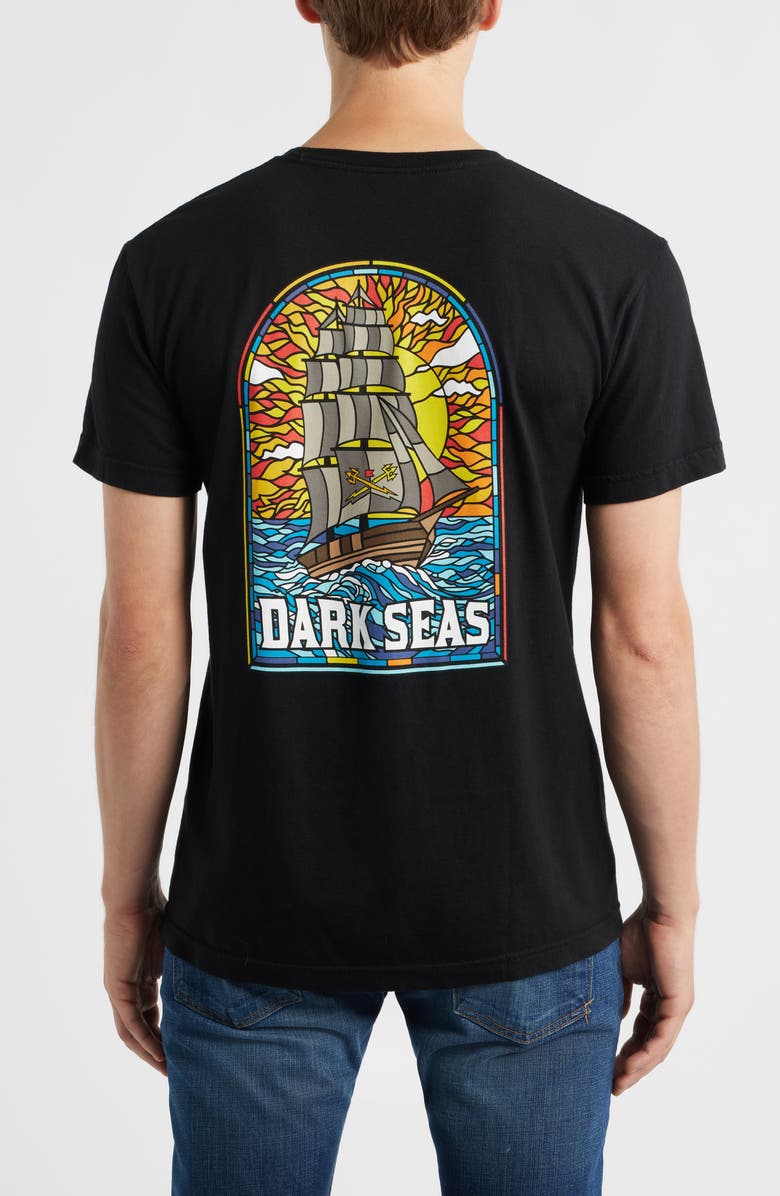 DARK SEAS Sailor's Sun Cotton Graphic T-Shirt, Alternate, color, Black