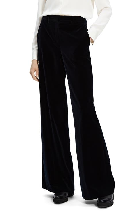 Demitria Stretch Velveteen Flare Leg Trousers