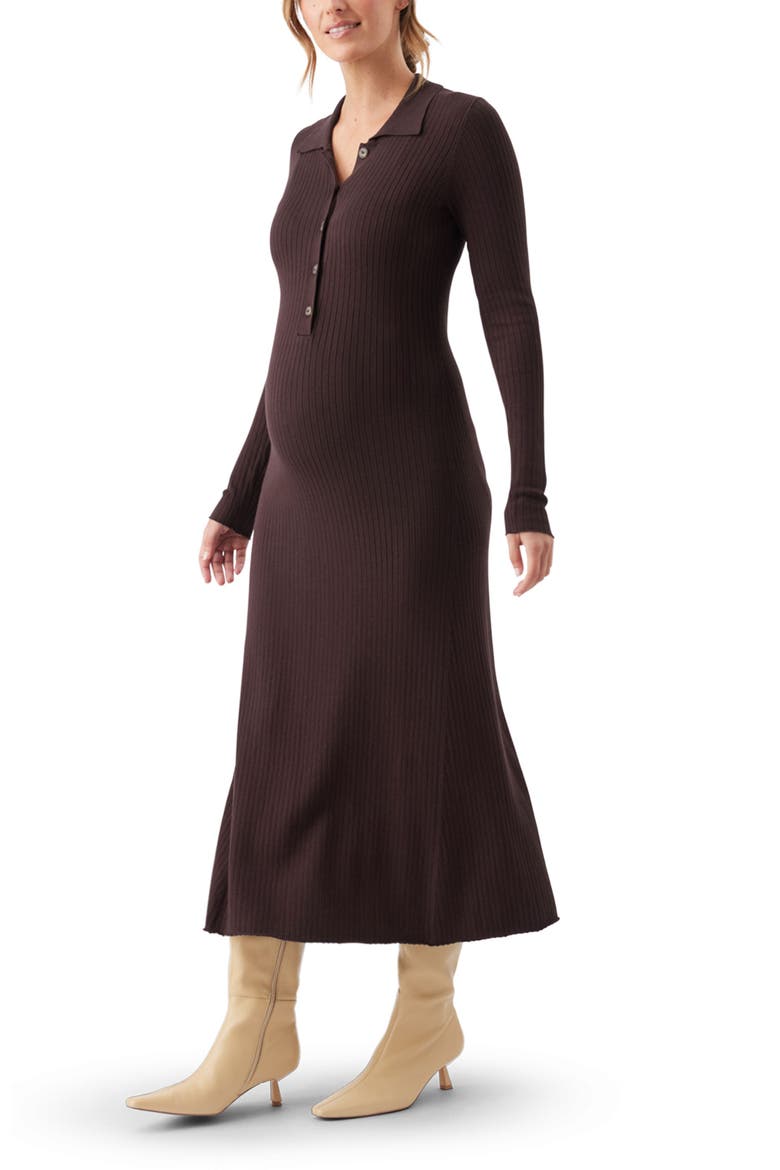 Hollie Polo Rib Knit Maternity/Nursing Dress, Alternate, color, Midnight