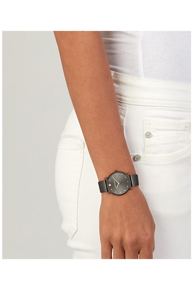 Elliot Mesh Strap Watch, 36mm, Alternate, color, GREY