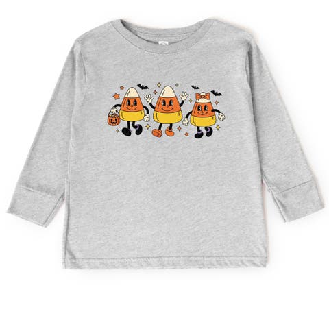 Candy Corn Retro Characters Toddler Long Sleeve Graphic Tee