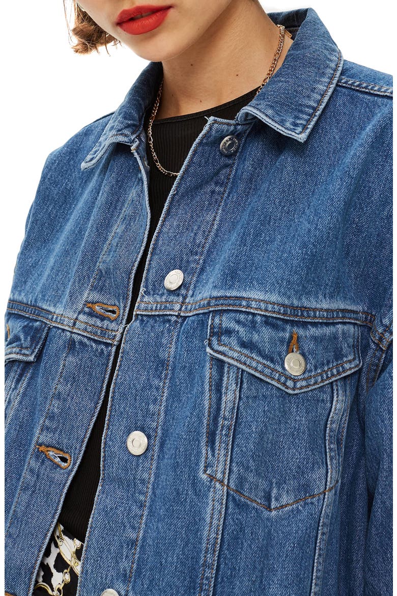 Oversized Denim Jacket, Alternate, color, MID DENIM