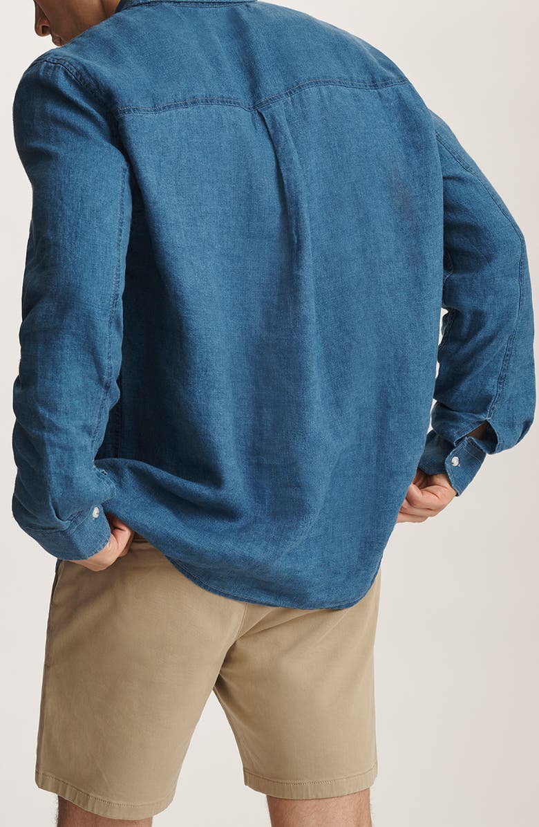 Mavi Jeans Indigo Slub Linen Button-Up Shirt, Alternate, color, Indigo