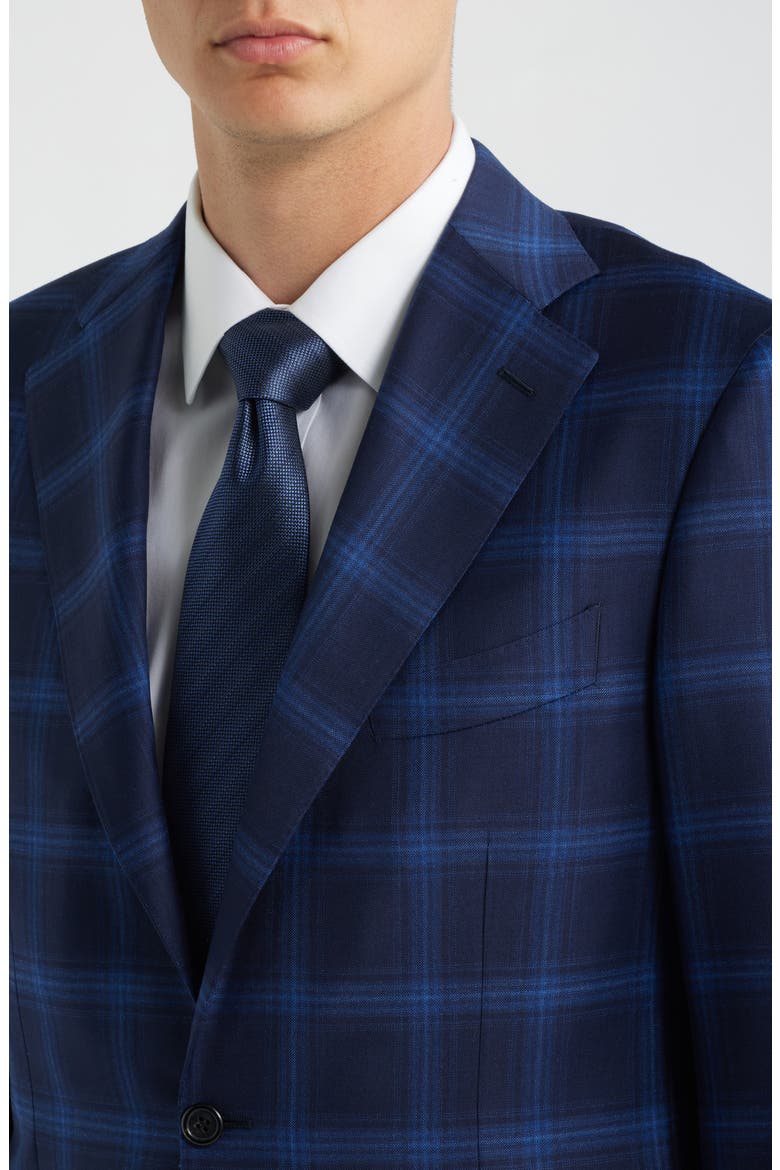 Siena Regular Fit Navy Windowpane Check Super 130s Wool Sport Coat, Alternate, color, NAVY