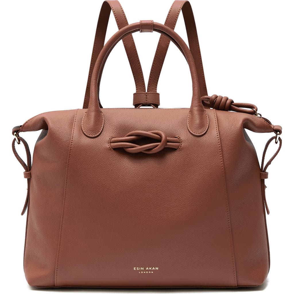 Esin Akan Wimbledon Large Leather Backpack Tote In Nutshell