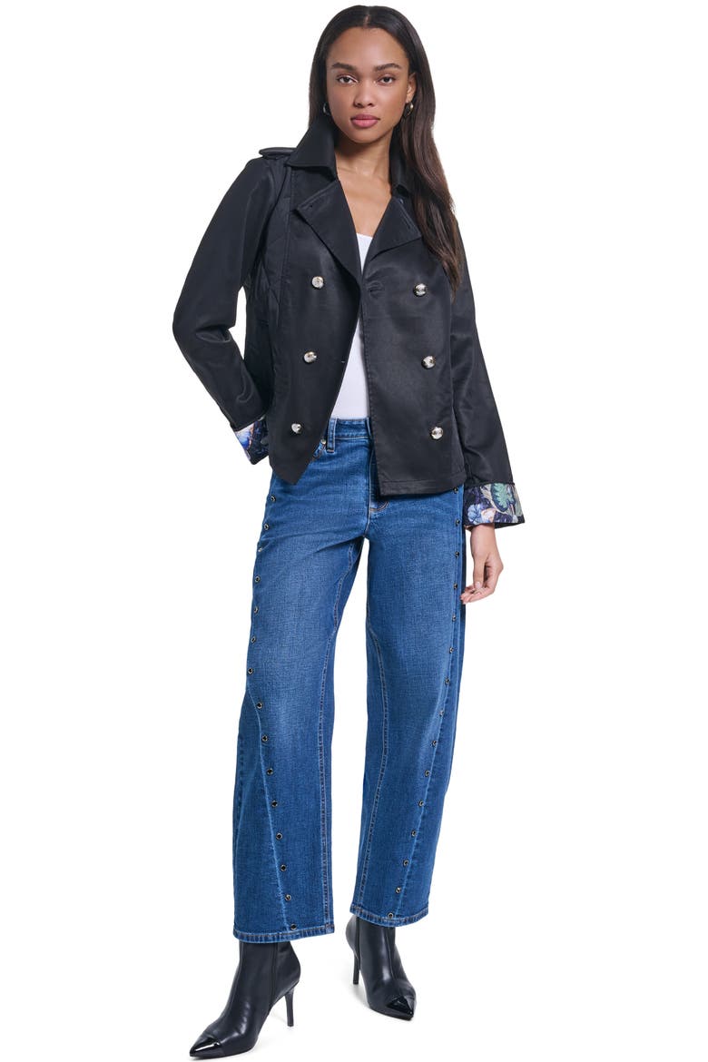 Cropped Quilted Trench Jacket, Alternate, color, BLACK
