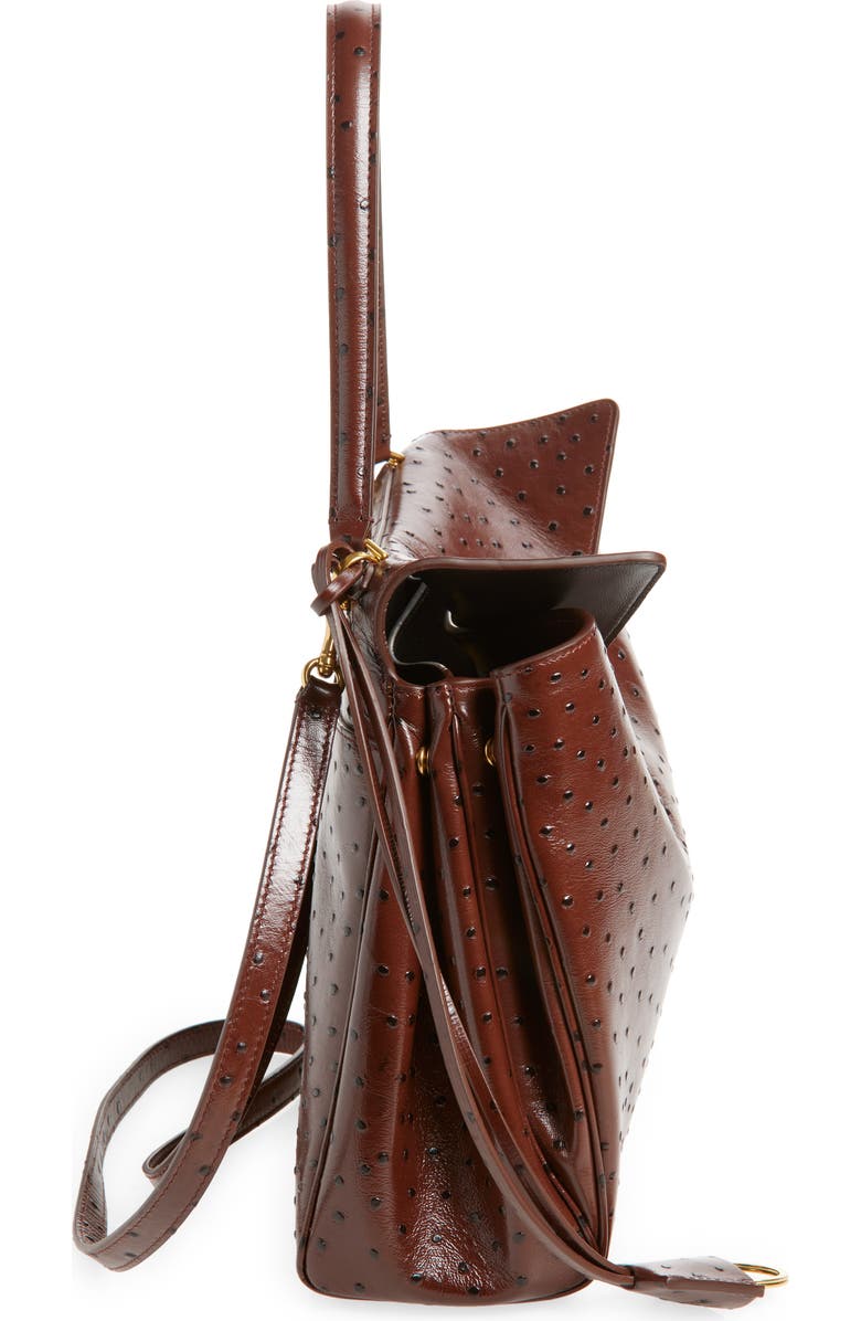 Balenciaga Rodeo Ostrich Embossed Leather Top Handle Bag, Alternate, color, 2053 Chocolate