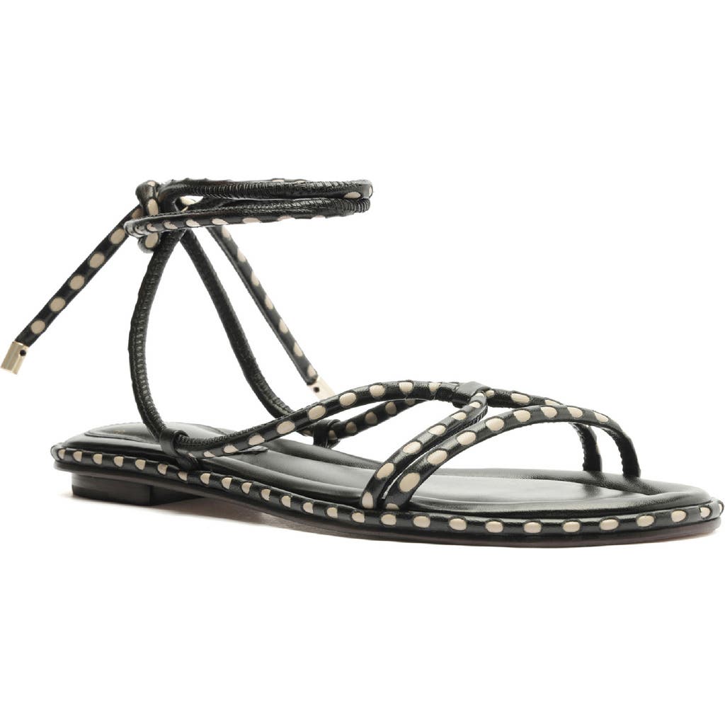 Alexandre Birman Donna Ankle Wrap Sandal in Black/Chalk
