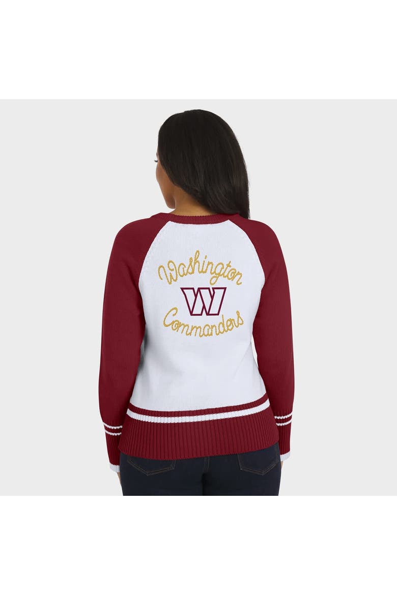 Women's WEAR by Erin Andrews White/Burgundy Washington Commanders Colorblock Raglan Sweater, Alternate, color, White