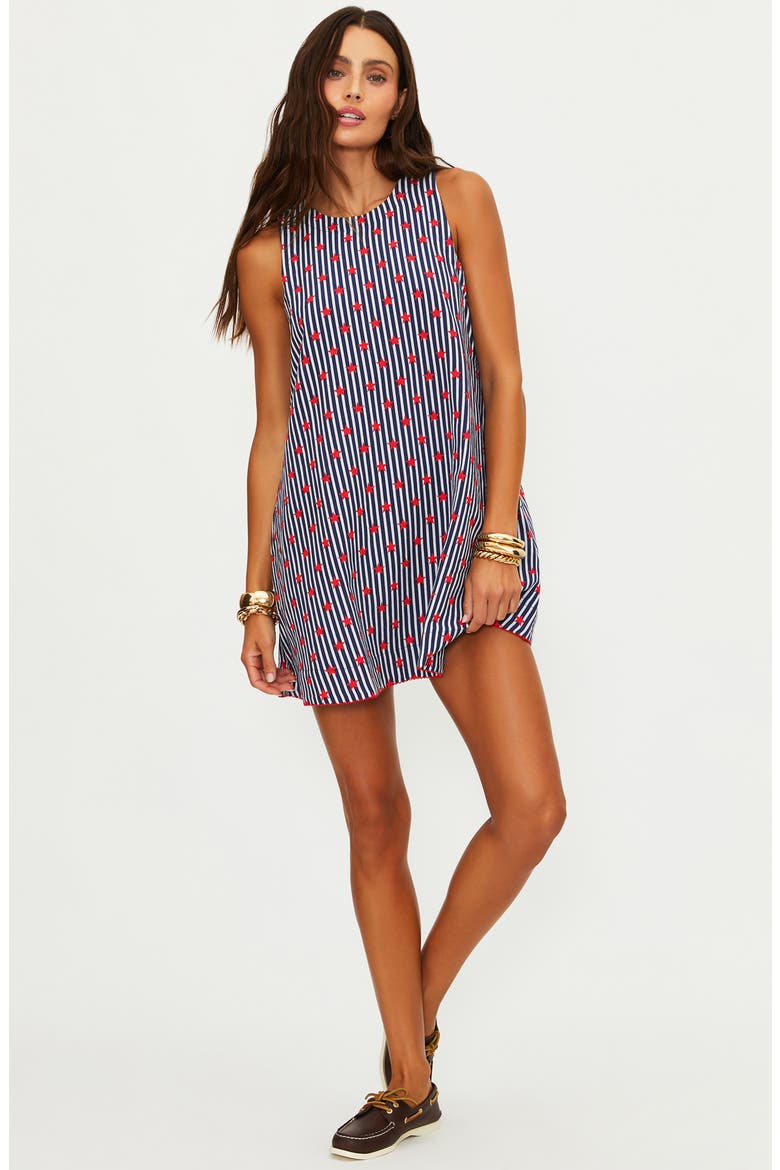 Caprina Cotton & Linen Cover-Up Mindress, Alternate, color, STAR SPANGLED SEAS