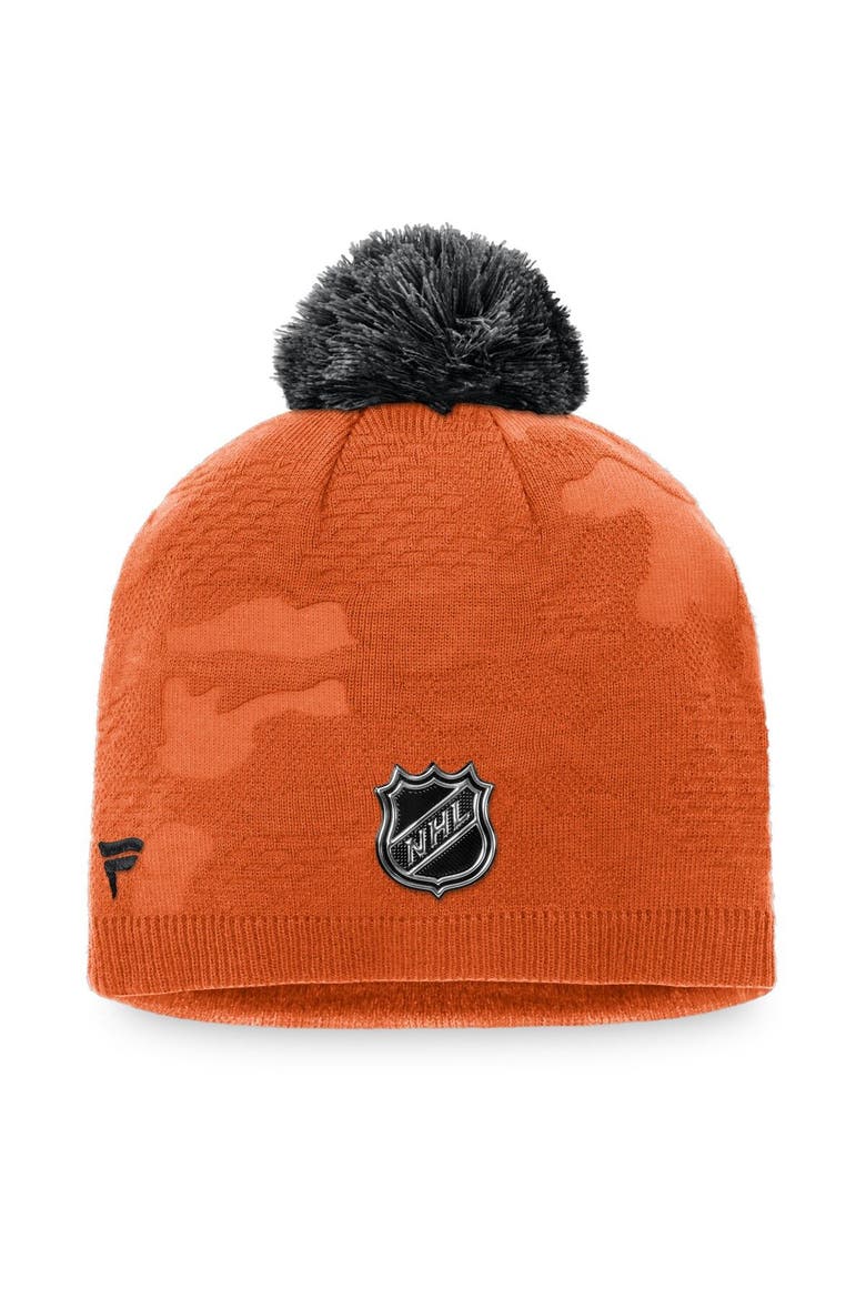 Women's Fanatics Branded Orange/Black Philadelphia Flyers Authentic Pro Team Locker Room Beanie with Pom, Alternate, color, Orange