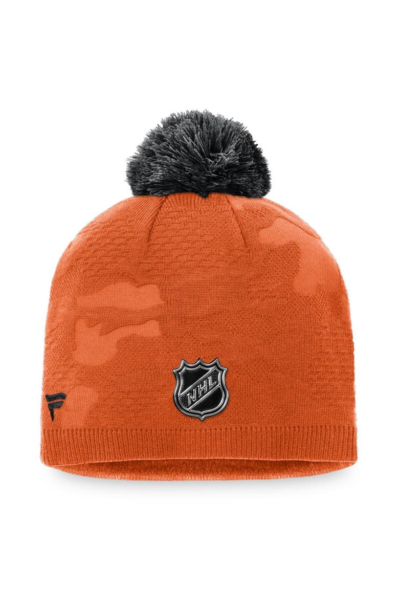 FANATICS Women's Fanatics Branded Orange/Black Philadelphia Flyers Authentic Pro Team Locker Room Beanie with Pom, Alternate, color, 