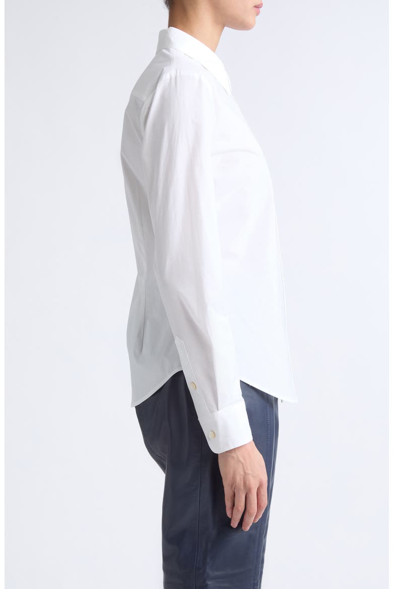 Cotton Stretch Poplin Button-Up Shirt, Alternate, color, CLASSIC WHITE