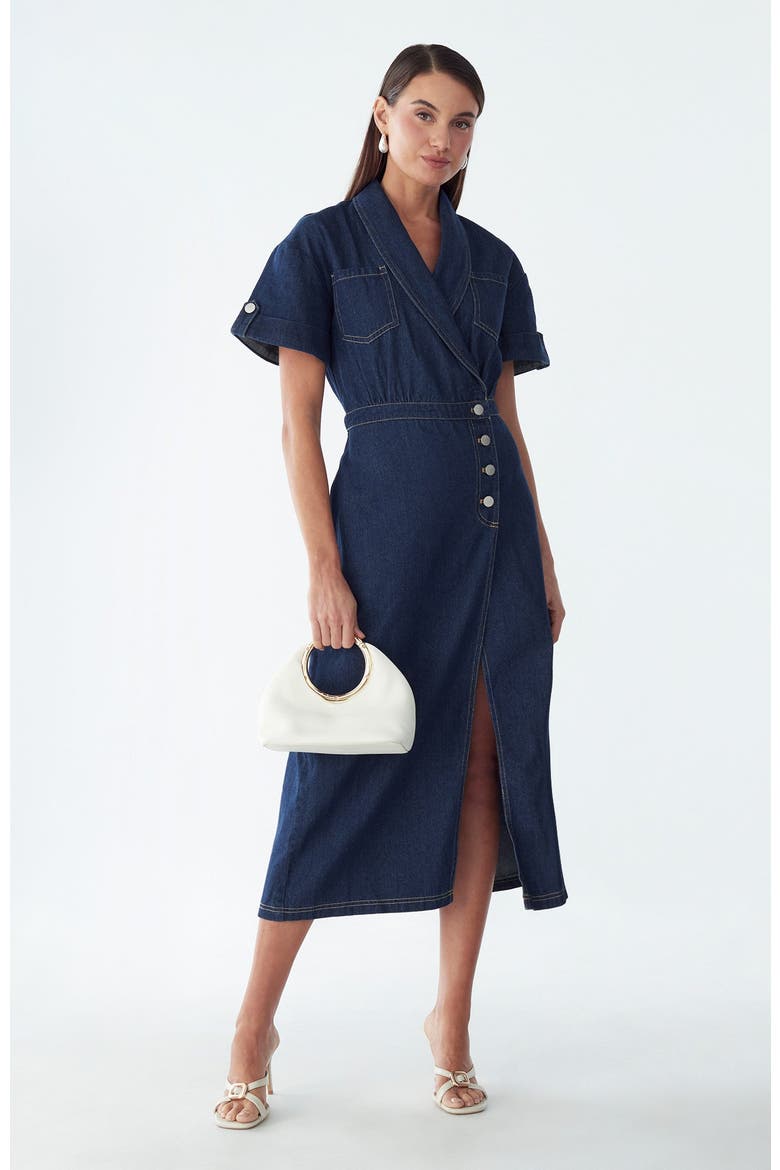 Sil Midi Dress, Main, color, Dark Blue Wash