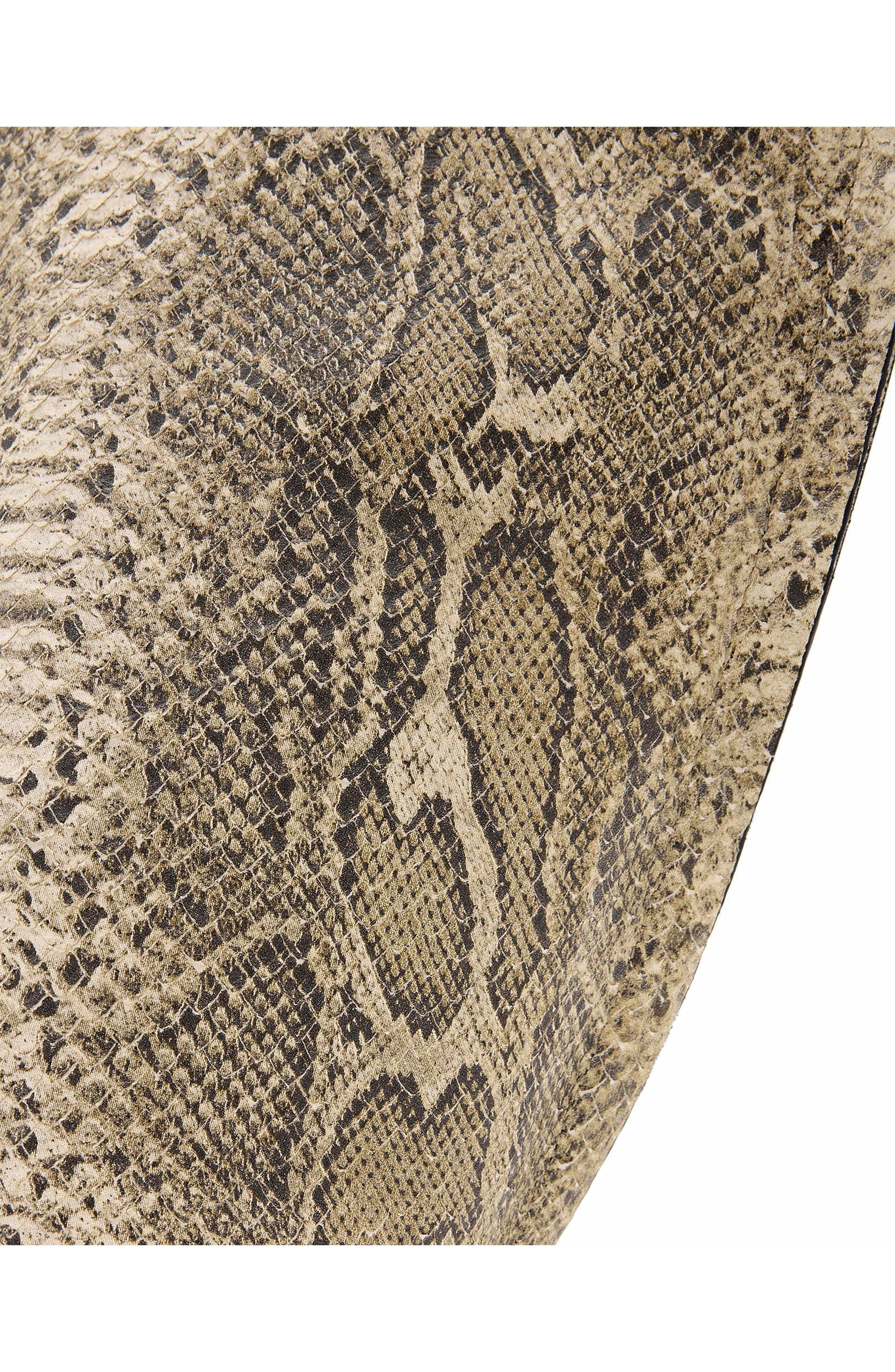 AllSaints Ara East/West Snakeskin Embossed Leather Tote, Alternate, color, Desert White