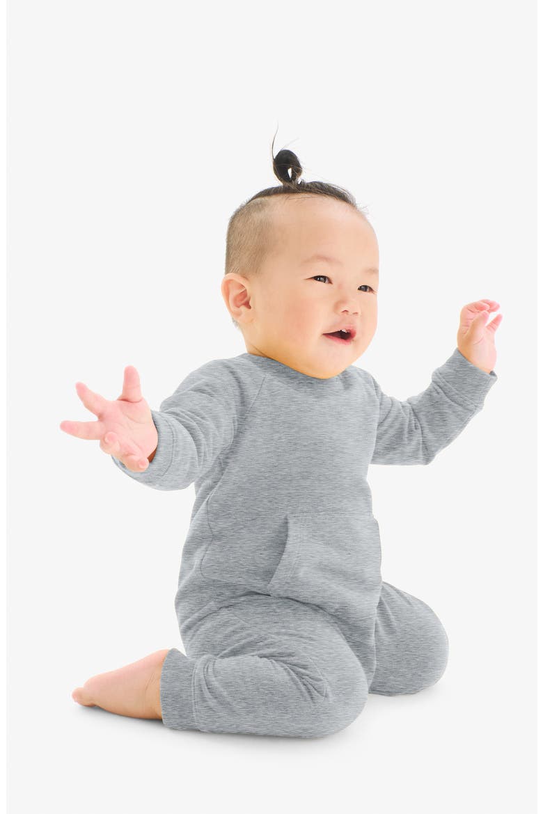 French Terry Sweatshirt Romper, Alternate, color, HEATHER STORM