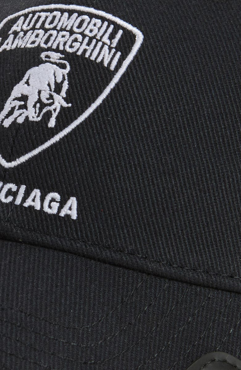 Balenciaga x Automobili Lamborghini Logo Embroidered Adjustable Baseball Cap, Alternate, color, 1000 Black