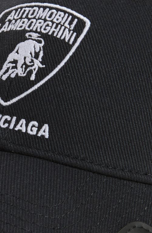 Balenciaga X Automobili Lamborghini Logo Embroidered Adjustable Baseball Cap In Black