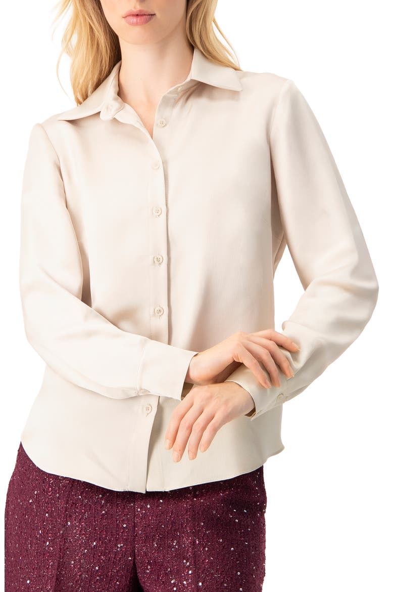 Long Sleeve Button-Up Shirt, Main, color, Ivory