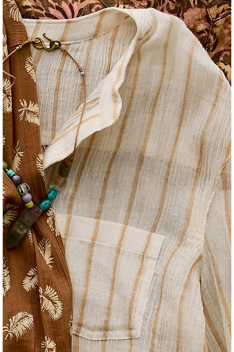 Dylan Gauze Shirt, Alternate, color, Camel Stripe