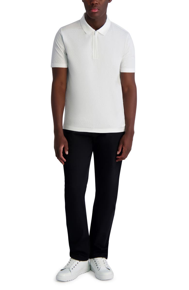 KARL LAGERFELD PARIS Textured Quarter Zip Performance Polo, Alternate, color, White
