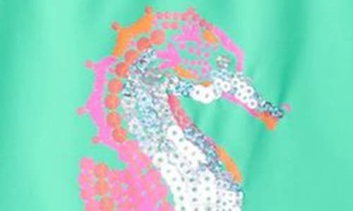 Hatley Kids' Painted Seahorse Long Sleeve Rashguard In Biscay Green