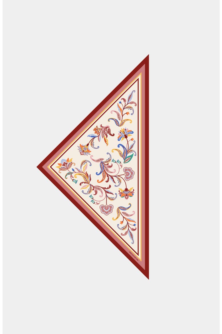 Terra Paisley Triangle Silk Scarf, Main, color, Red