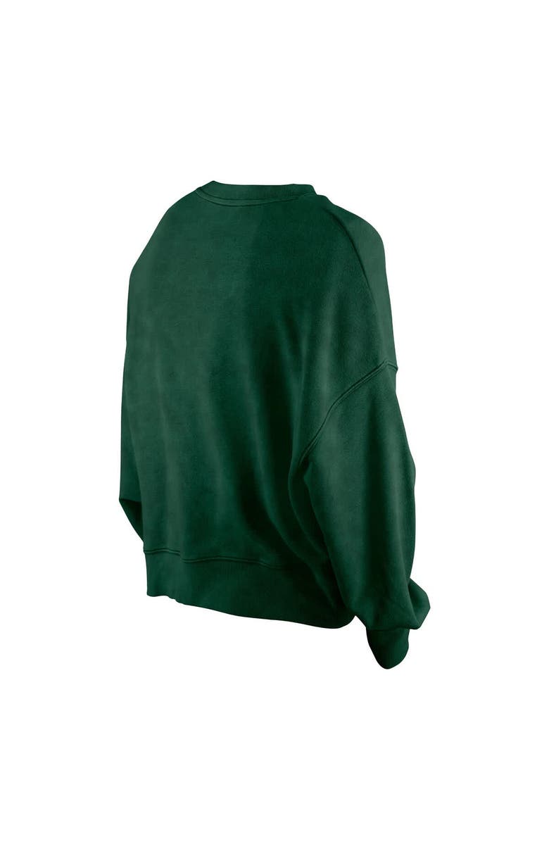 New Era Women's New Era  Hunter Green Milwaukee Bucks Hardwood Classics Enzyme Wash Oversized Boxy Pullover Sweatshirt, Alternate, color, Hunter Green