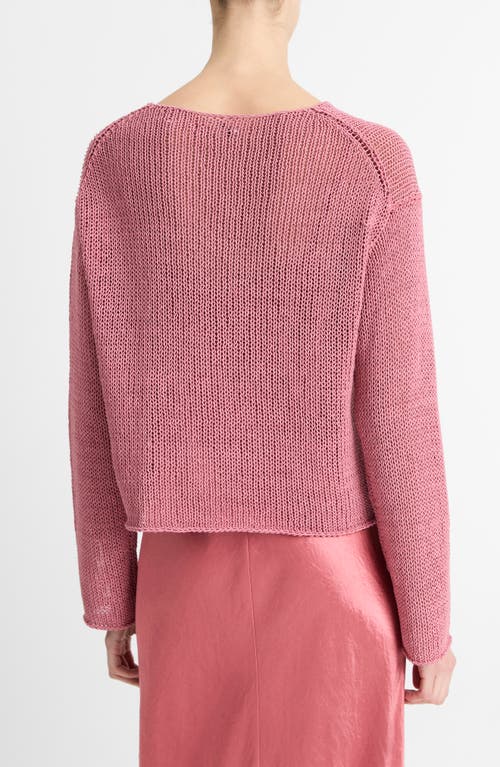 Vince Open Knit Boat Neck Sweater In Peony Wood